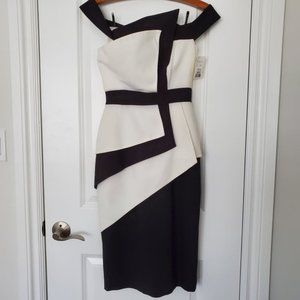 NWT Black Halo Eve La Reina Colorblock Off-The-Shoulder Dress